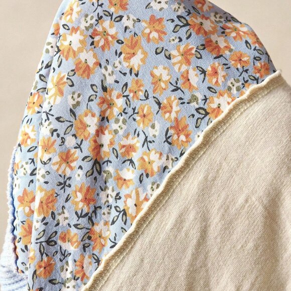 Blue Casual Women's Knit Patchwork Round Neck Long Sleeve Loose Blouse - Picture 8 of 8